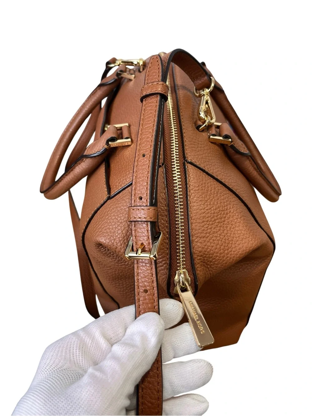 Michael Kors 35S8GLS3L Luggage Pebbled Leather Satchel Bag Wallet Set
